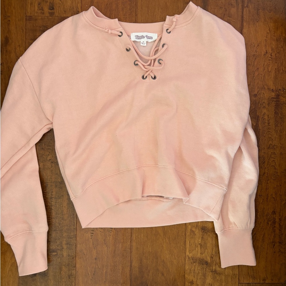 Hippie Rose Blush Lace-Up Top